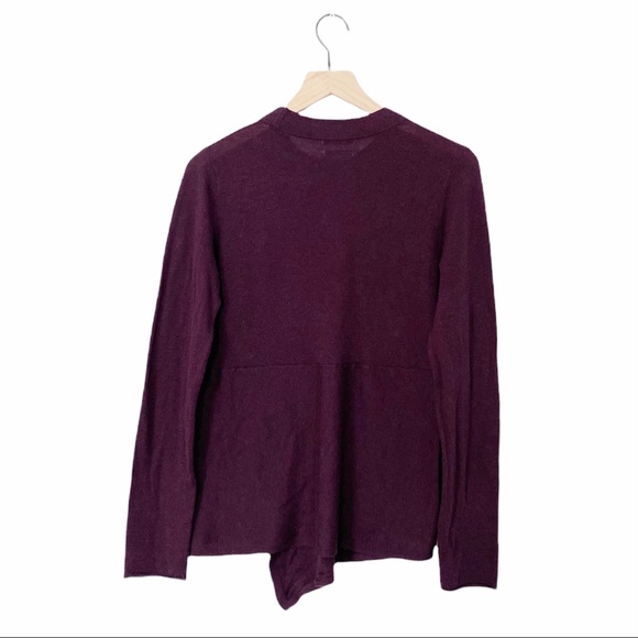 Artizia Babaton Plum Wool Linen Blend Tie Knot Front Asymmetrical Knit Sweater - Picture 5 of 8
